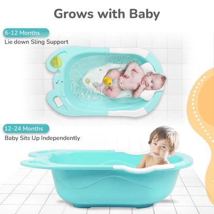 Bubble Double Snowy: 2-in-1 Baby Bath Tub with Ergonomic Sling - Green White