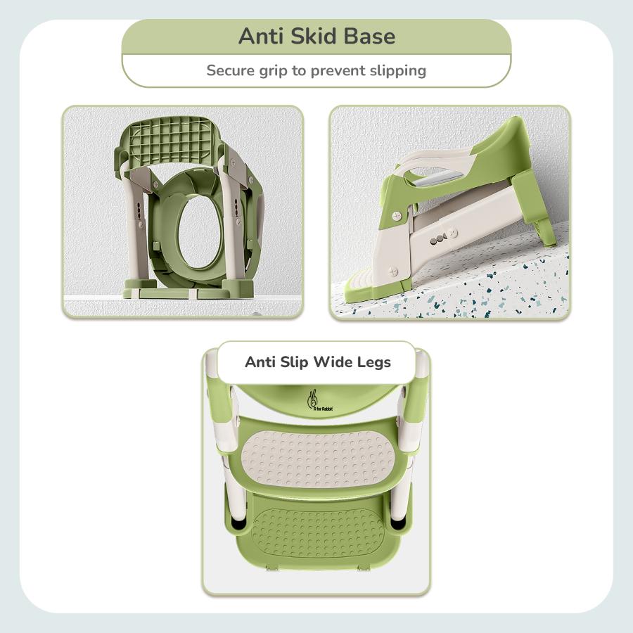 Hilltop Trainer 2-In-1 Step Stool And Potty Seat For Kids With Adjustable Height - Green White