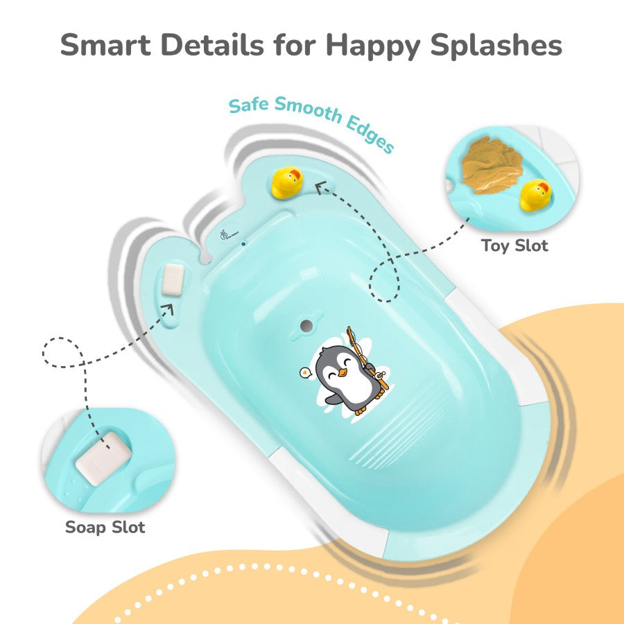 Bubble Double Snowy: 2-in-1 Baby Bath Tub with Ergonomic Sling - Green White
