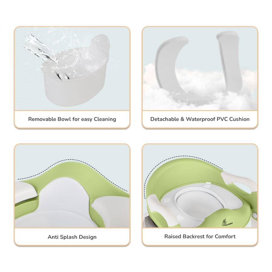Hilltop Trainer 2-In-1 Step Stool And Potty Seat For Kids With Adjustable Height - Green White