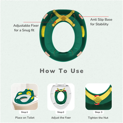 Minimo Teddy Toilet Seats Happy And Comfy Potty Training Seat For Baby - Green Yellow