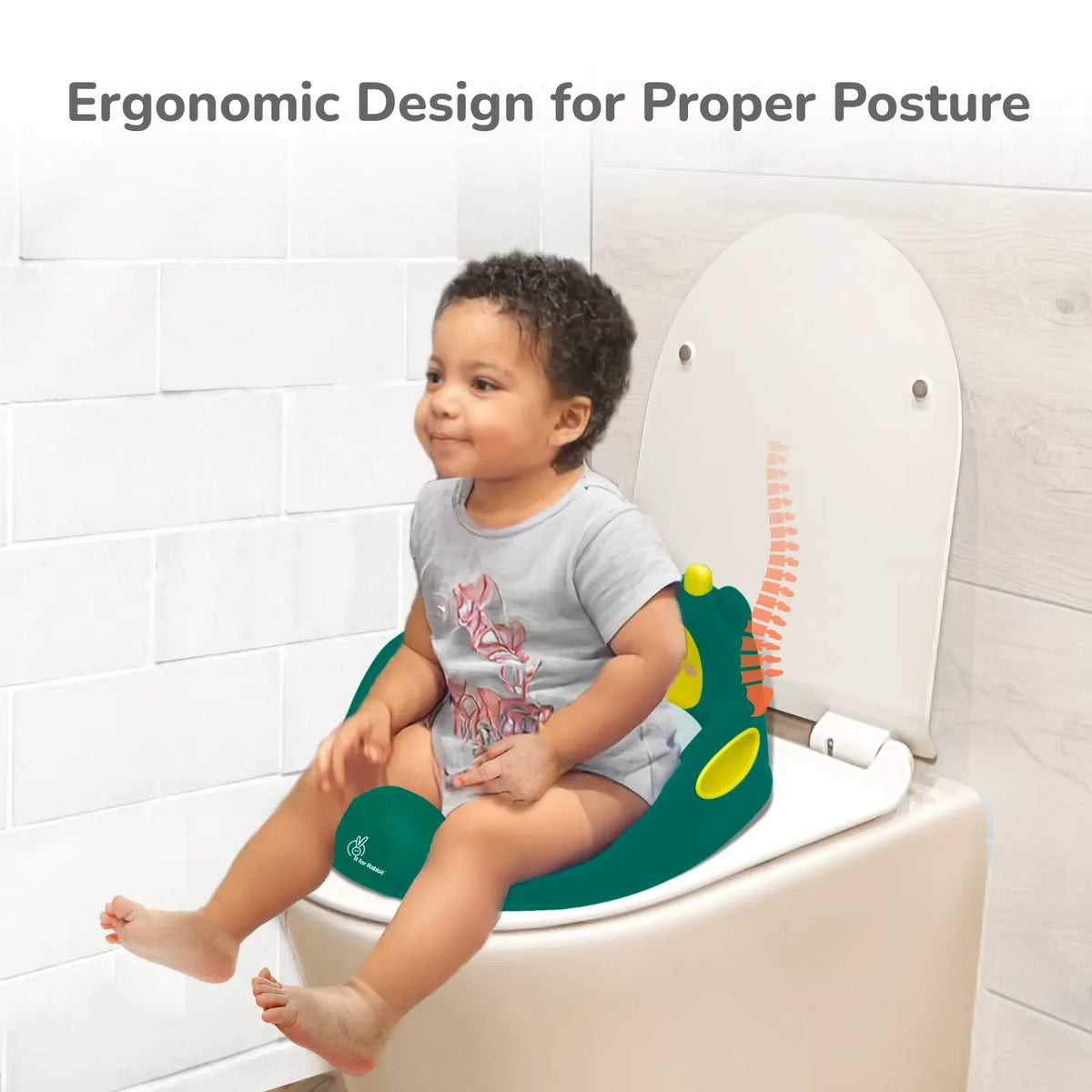 Minimo Teddy Toilet Seats Happy And Comfy Potty Training Seat For Baby - Green Yellow