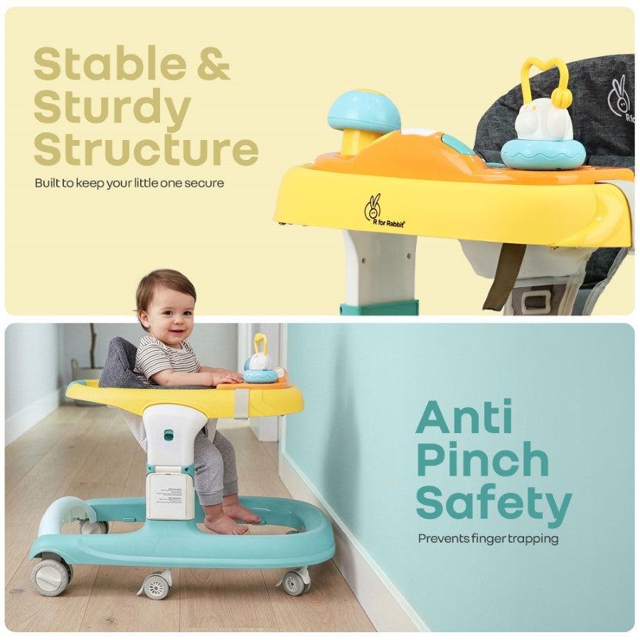 Little Feet Sportz Baby Walker 2-in-1 Walker Turn Push Walker - Green Yellow
