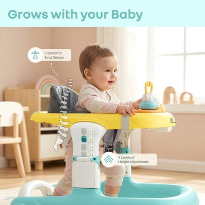 Little Feet Sportz Baby Walker 2-in-1 Walker Turn Push Walker - Green Yellow