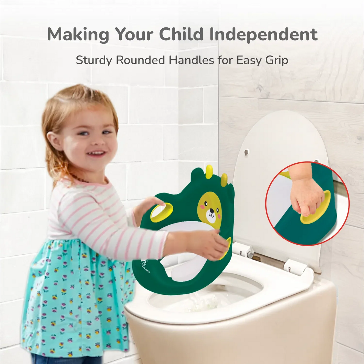 Minimo Teddy Toilet Seats Happy And Comfy Potty Training Seat For Baby - Green Yellow