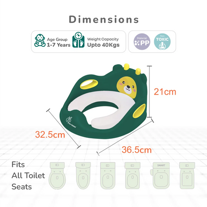 Minimo Teddy Toilet Seats Happy And Comfy Potty Training Seat For Baby - Green Yellow