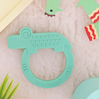 Tiny Bites Zoobie Baby Silicone Teethers Pack of 1 Crocodile, Rabbit, and Elephant - Green