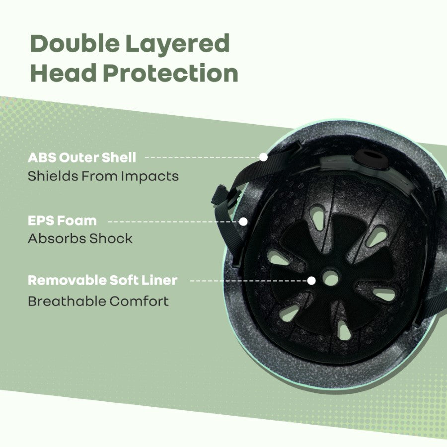 Safe Play Best Kids Safety Helmet - Trusted EN1078 Certified Helmet for Kids with Shock-Absorbing EPS Foam 5-13 Years - Green