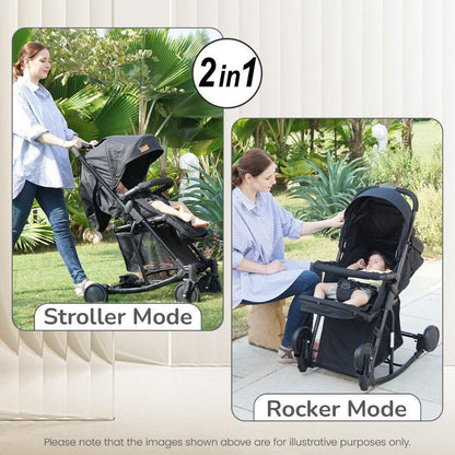 Rock N Roll 2 In 1 Baby Stroller Cum Rocker, Light Weight, Compact Travel Friendly, One Hand Fold - Green