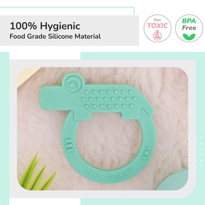 Tiny Bites Zoobie Baby Silicone Teethers Pack of 1 Crocodile, Rabbit, and Elephant - Green