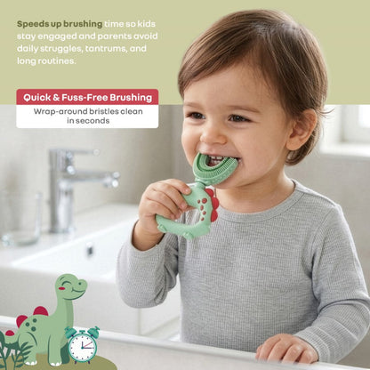 Tiny Smiles U Brush for Kids 2-5 Years, 360° U Shape Cleaning, Ultra Soft Silicone Bristles - Green