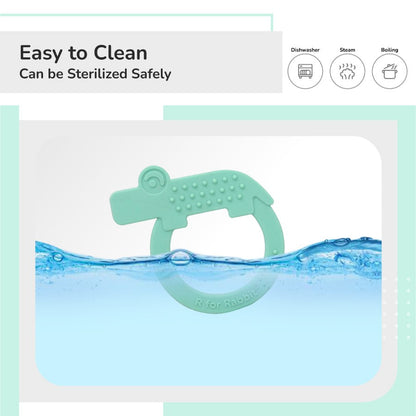 Tiny Bites Zoobie Baby Silicone Teethers Pack of 1 Crocodile, Rabbit, and Elephant - Green