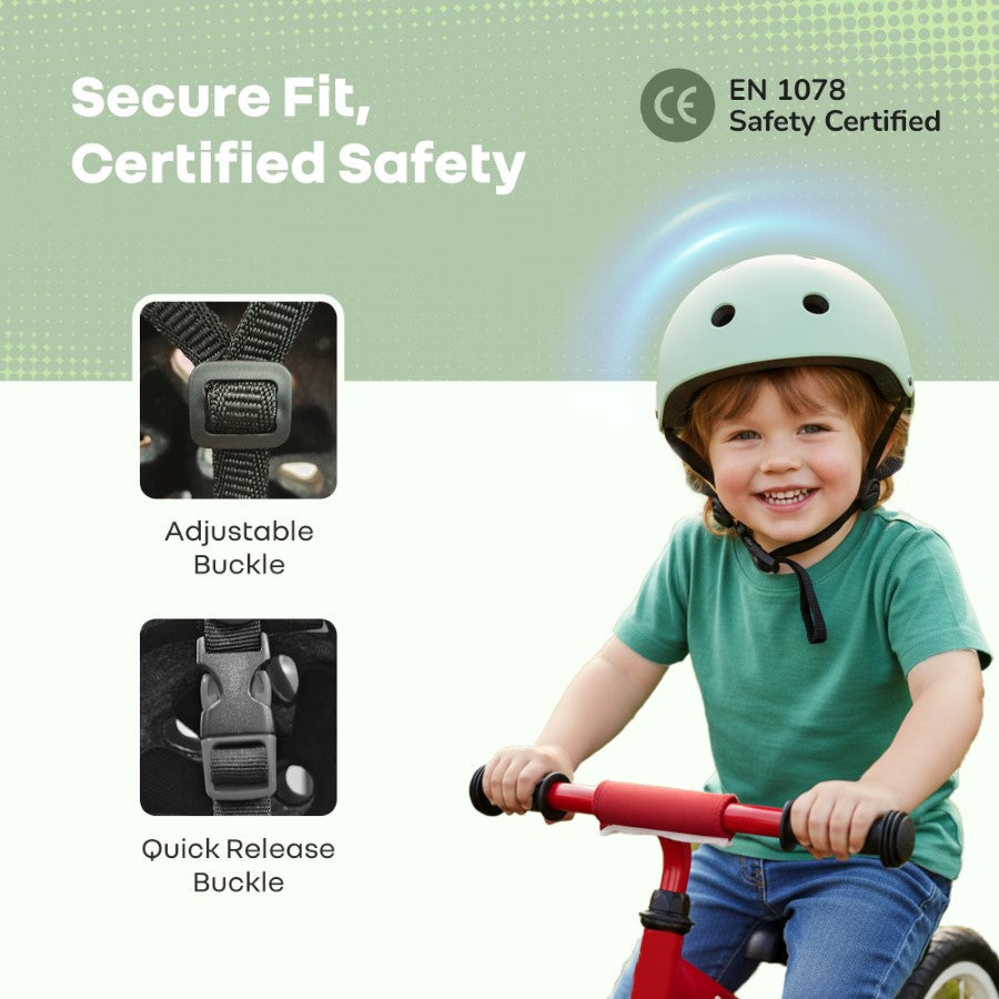 Safe Play Best Kids Safety Helmet - Trusted EN1078 Certified Helmet for Kids with Shock-Absorbing EPS Foam 5-13 Years - Green