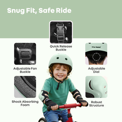Safe Play Set Kids Helmet, Premium Kids Sports Safety Kit with Helmet & Protective Pads - Green