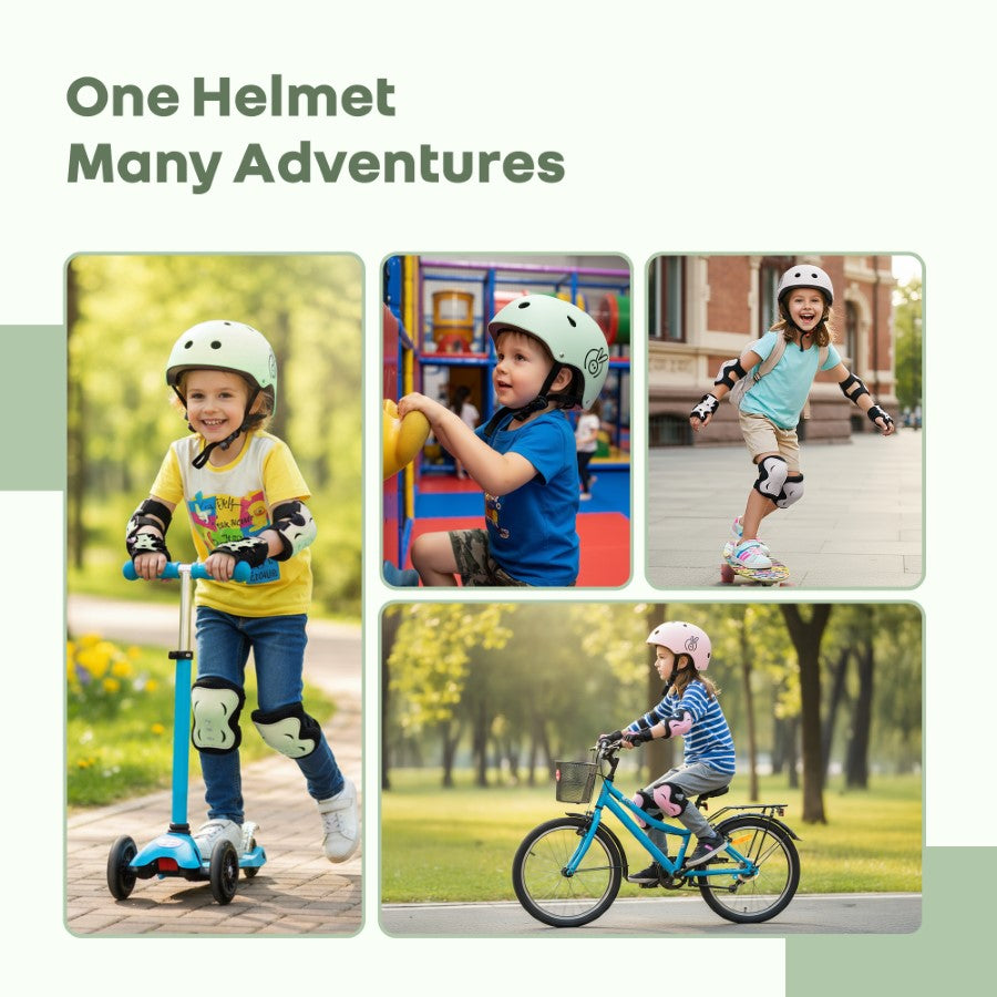 Safe Play Best Kids Safety Helmet - Trusted EN1078 Certified Helmet for Kids with Shock-Absorbing EPS Foam 5-13 Years - Green