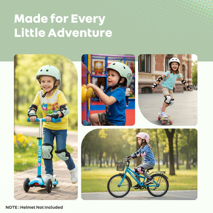 Kids Safety Protector Pads Set, Cushioned Knee, Elbow & Wrist Guards for Outdoor Riding & Sports - Green