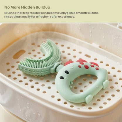 Tiny Smiles U Brush for Kids 2-5 Years, 360° U Shape Cleaning, Ultra Soft Silicone Bristles - Green