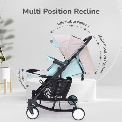 Rock N Roll 2 In 1 Baby Stroller Cum Rocker, Light Weight, Compact Travel Friendly, One Hand Fold - Green