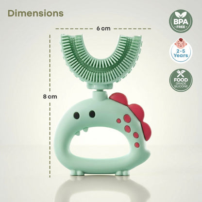 Tiny Smiles U Brush for Kids 2-5 Years, 360° U Shape Cleaning, Ultra Soft Silicone Bristles - Green