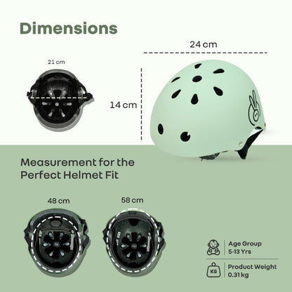 Safe Play Best Kids Safety Helmet - Trusted EN1078 Certified Helmet for Kids with Shock-Absorbing EPS Foam 5-13 Years - Green