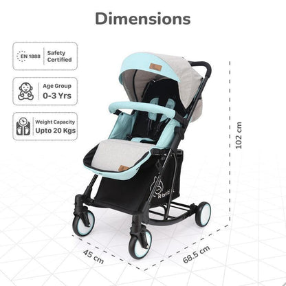 Rock N Roll 2 In 1 Baby Stroller Cum Rocker, Light Weight, Compact Travel Friendly, One Hand Fold - Green