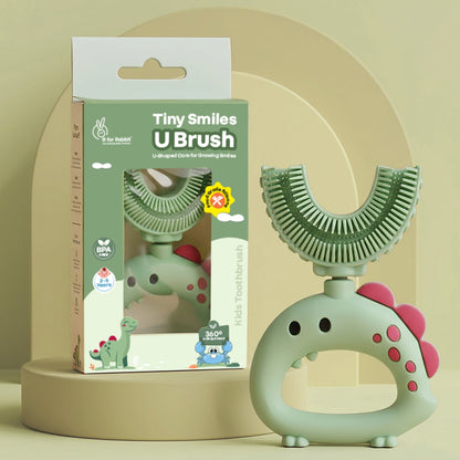 Tiny Smiles U Brush for Kids 2-5 Years, 360° U Shape Cleaning, Ultra Soft Silicone Bristles - Green