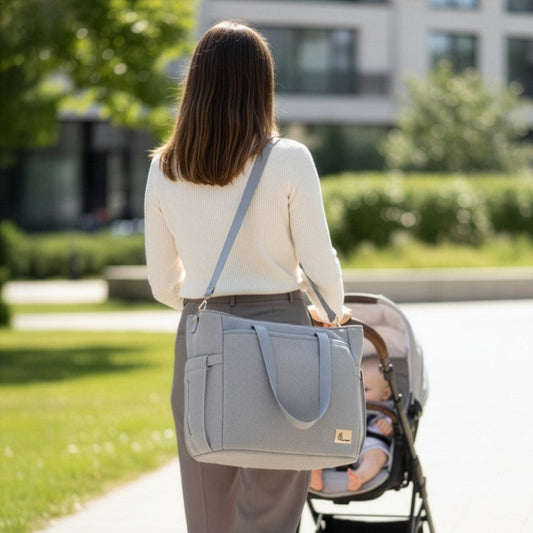 Caramello Tote Multi Purpose Diaper Bag With Spacious Storage - Grey