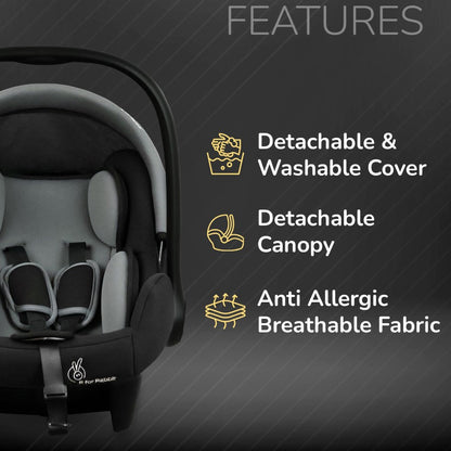 Picaboo Sportz – 3-In-1 Convertible Carry Cot, Rocker & Feeding Chair - Grey Black