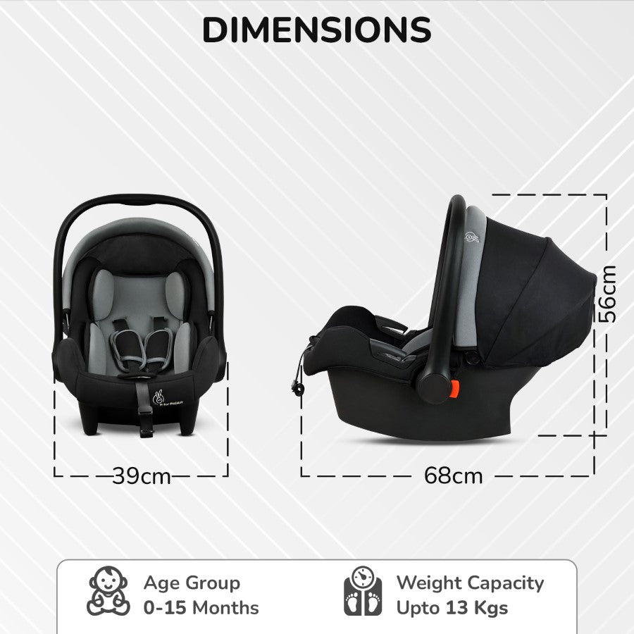 Picaboo Sportz – 3-In-1 Convertible Carry Cot, Rocker & Feeding Chair - Grey Black