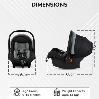 Picaboo Sportz – 3-In-1 Convertible Carry Cot, Rocker & Feeding Chair - Grey Black
