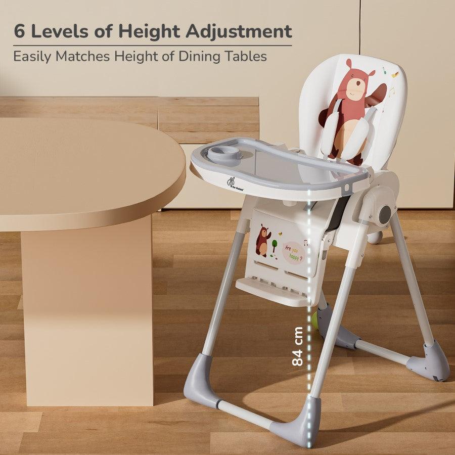Marshmallow Lite High Chair - 6 Level Height Adjustment, 3 Recline Modes, Adjustable & Removable Meal Tray - Grey