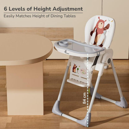 Marshmallow Lite High Chair - 6 Level Height Adjustment, 3 Recline Modes, Adjustable & Removable Meal Tray - Grey