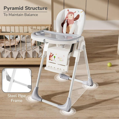 Marshmallow Lite High Chair - 6 Level Height Adjustment, 3 Recline Modes, Adjustable & Removable Meal Tray - Grey