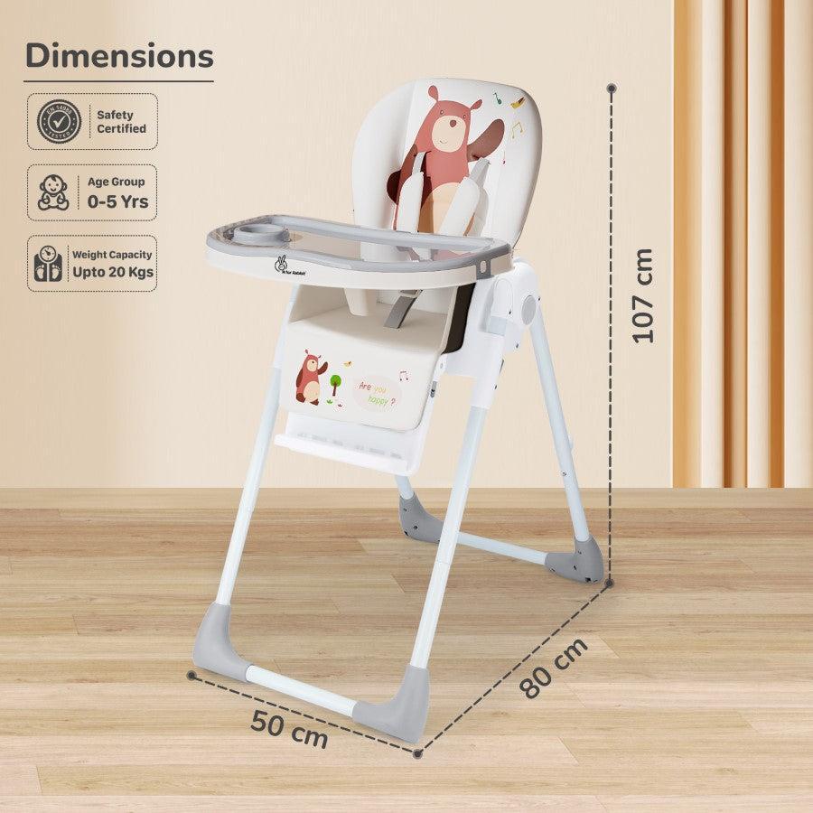 Marshmallow Lite High Chair - 6 Level Height Adjustment, 3 Recline Modes, Adjustable & Removable Meal Tray - Grey