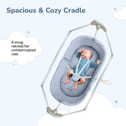 Lullabies Manual Baby Cradle Safe & Comfortable Baby Bed - Grey Multi