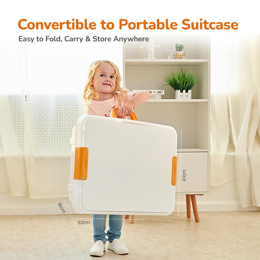Little Genius Learner Study Table Set for Kids 4-in-1 Multifunctional Study Table With Portable, Safe & Smart Design - Grey Multi