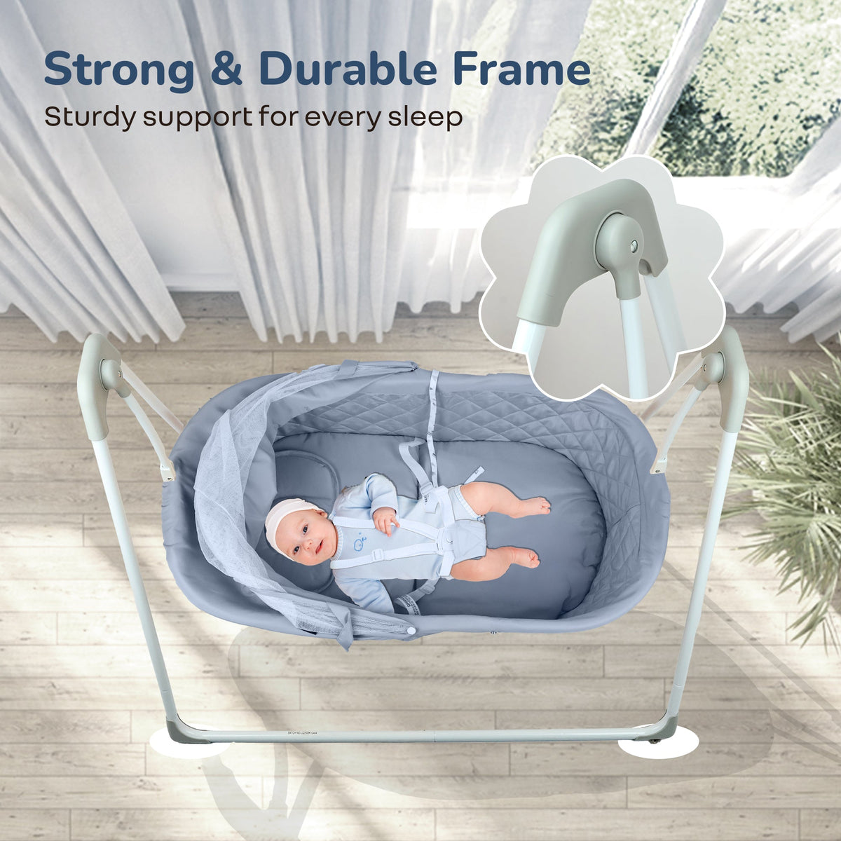 Lullabies Manual Baby Cradle Safe & Comfortable Baby Bed - Grey Multi