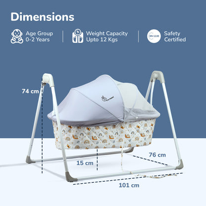 Lullabies Manual Baby Cradle Safe & Comfortable Baby Bed - Grey Multi
