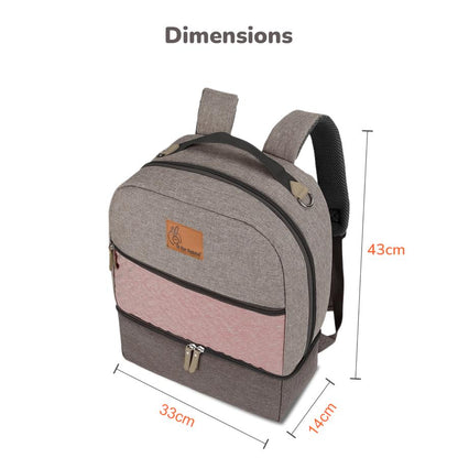 Caramello Truffle – Large Capacity Diaper Bag with Stroller Attachment - Grey Pink