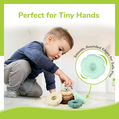 Orapple Teddy Stacker - Fun & Safe Educational Stacking Toy for Babies - Grey Teddy