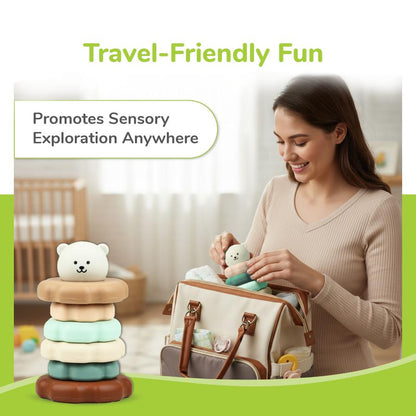 Orapple Teddy Stacker - Fun & Safe Educational Stacking Toy for Babies - Grey Teddy