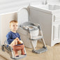 Hilltop Trainer 2-In-1 Step Stool And Potty Seat For Kids With Adjustable Height - Grey White