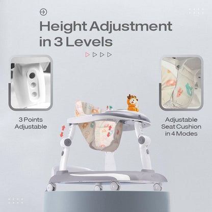 Little Feet Plus Walker - Detachable Toy Bar With Music & Light - Grey White