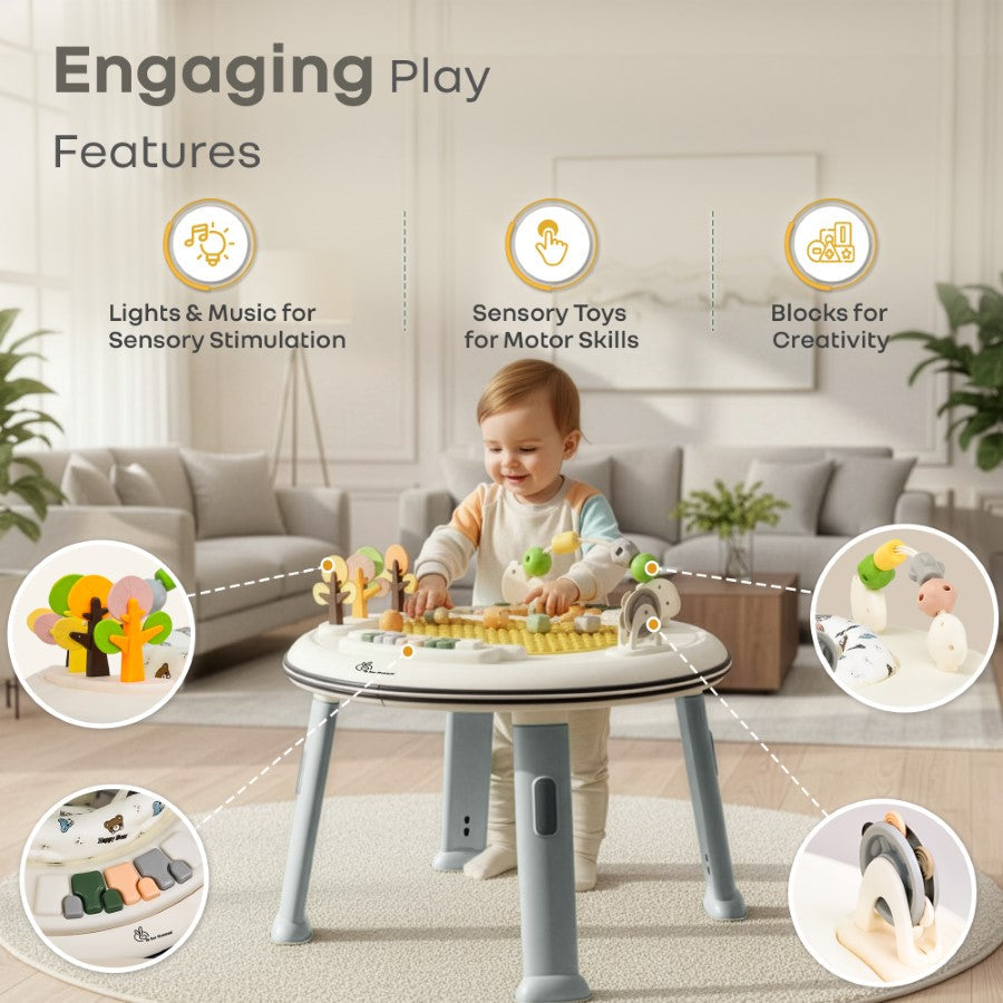 Little Feet Hopper 2-in-1 Baby Walker Cum Activity Table - Grey White