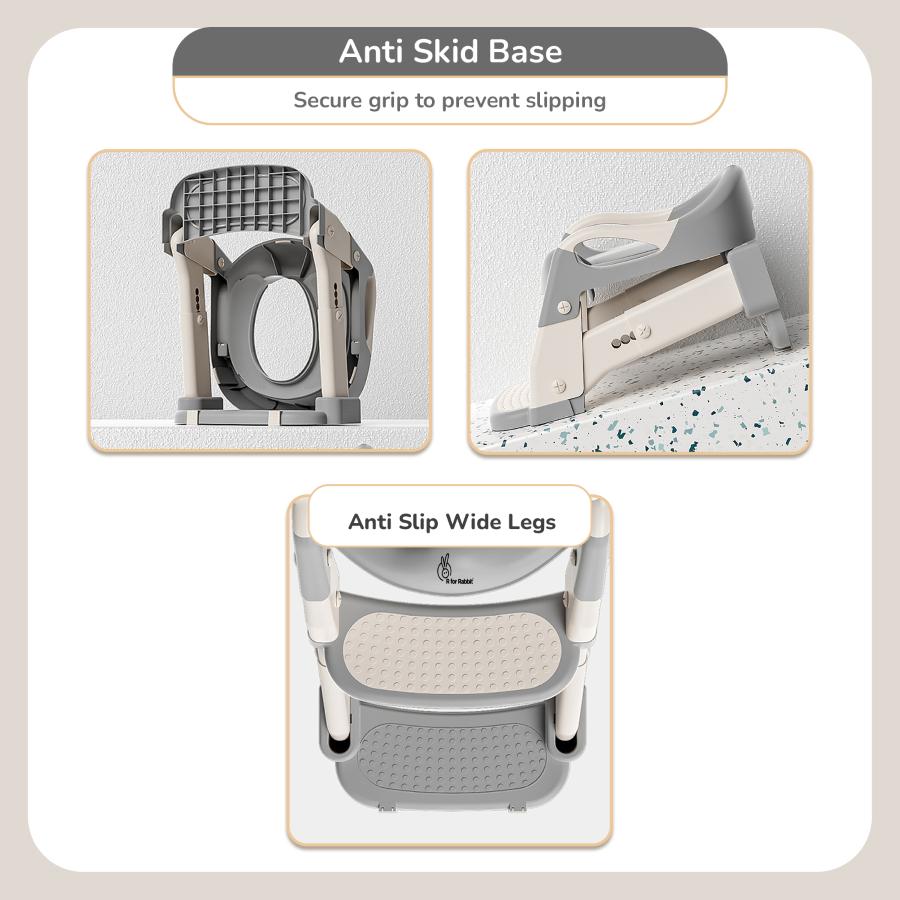 Hilltop Trainer 2-In-1 Step Stool And Potty Seat For Kids With Adjustable Height - Grey White