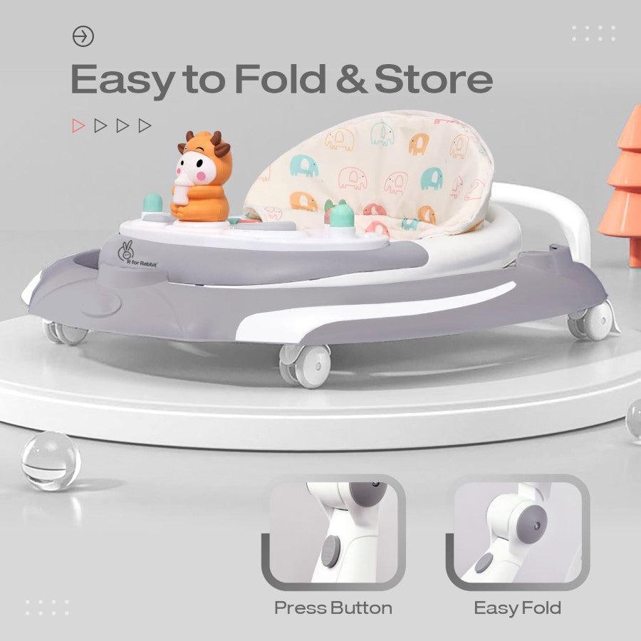Little Feet Plus Walker - Detachable Toy Bar With Music & Light - Grey White