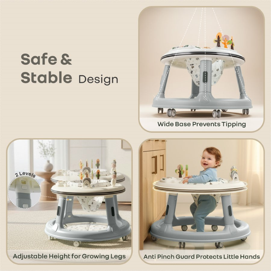 Little Feet Hopper 2-in-1 Baby Walker Cum Activity Table - Grey White