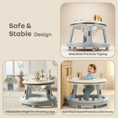 Little Feet Hopper 2-in-1 Baby Walker Cum Activity Table - Grey White