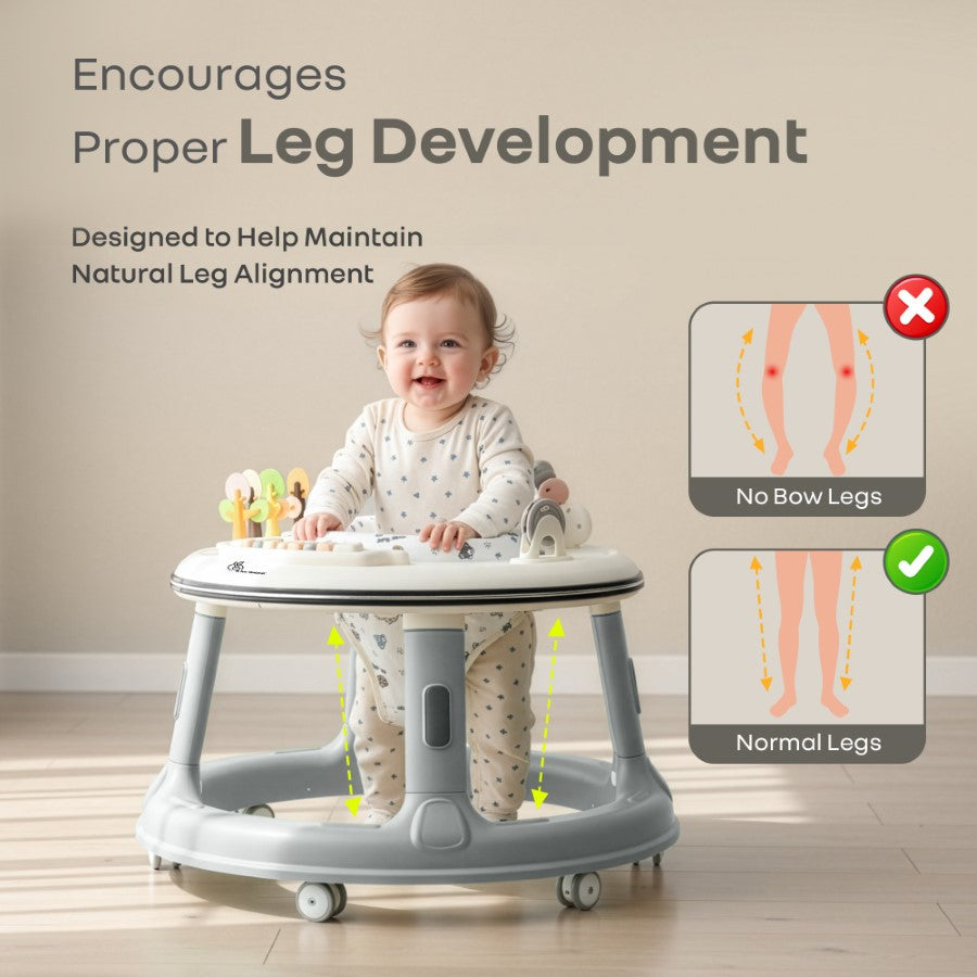 Little Feet Hopper 2-in-1 Baby Walker Cum Activity Table - Grey White