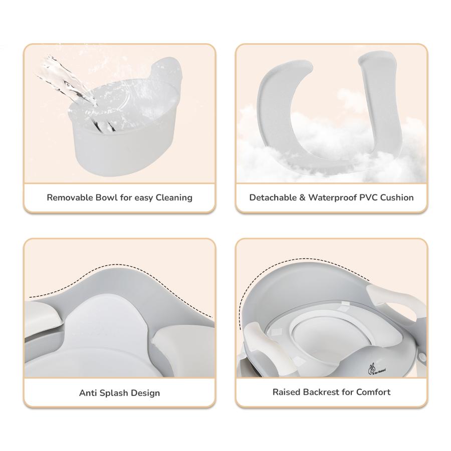 Hilltop Trainer 2-In-1 Step Stool And Potty Seat For Kids With Adjustable Height - Grey White